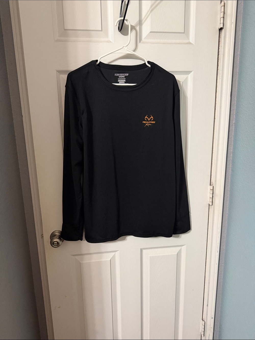 Realtree Black Long Sleeve Tee with Orange Logo